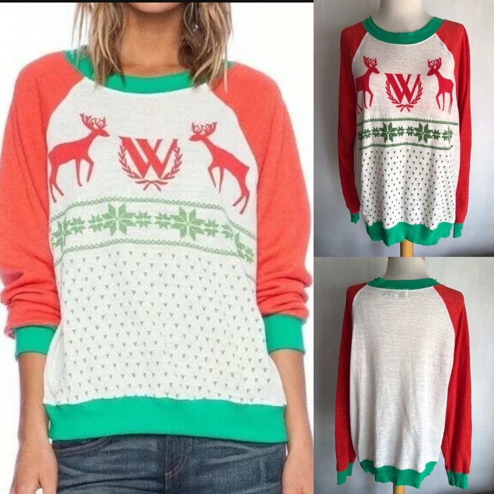 WILDFOX Christmas ugly sweater sweatshirt top long  sleeve size small